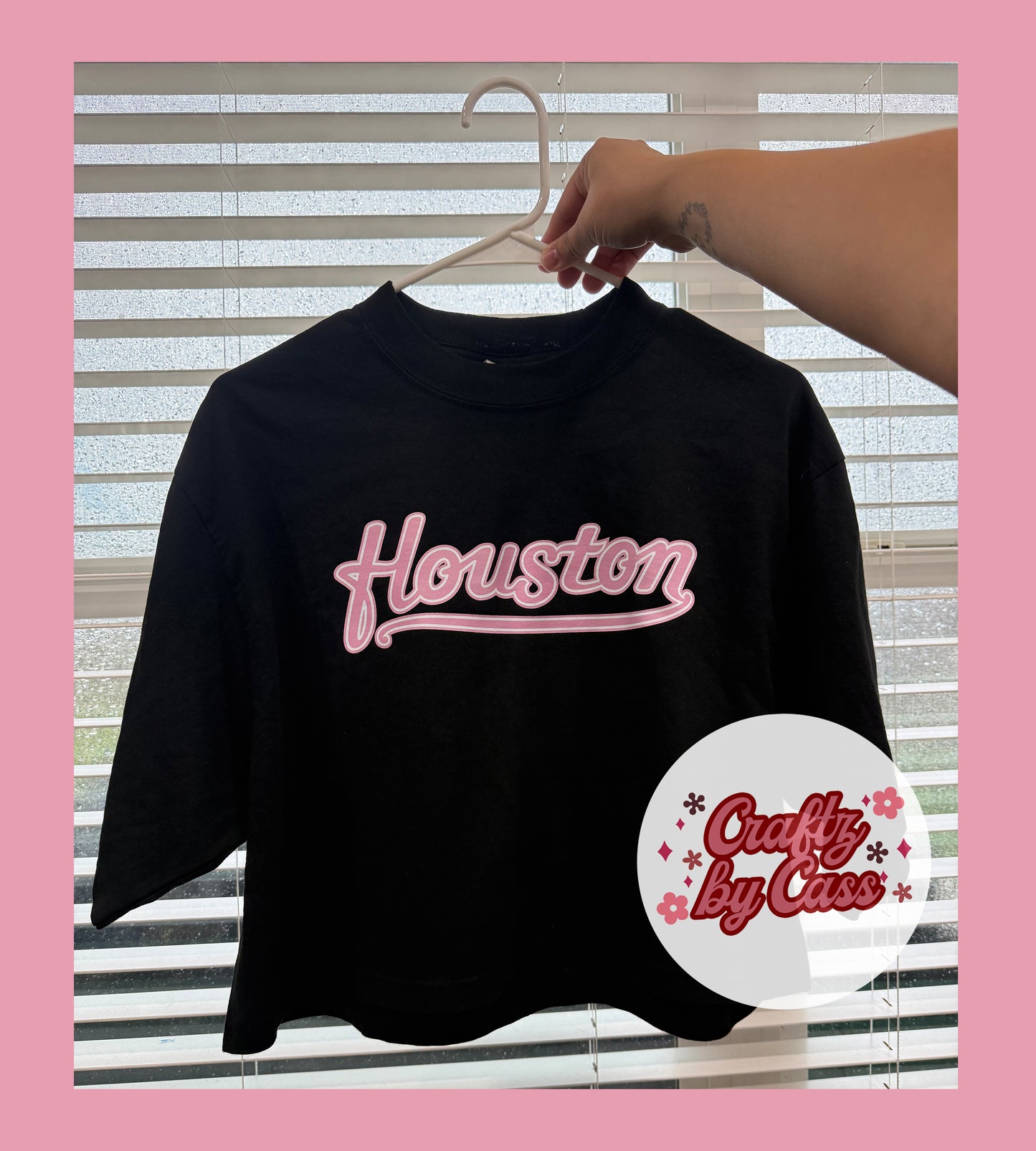 Pink Houston- Over Sized Heavy Weight Crop Tee